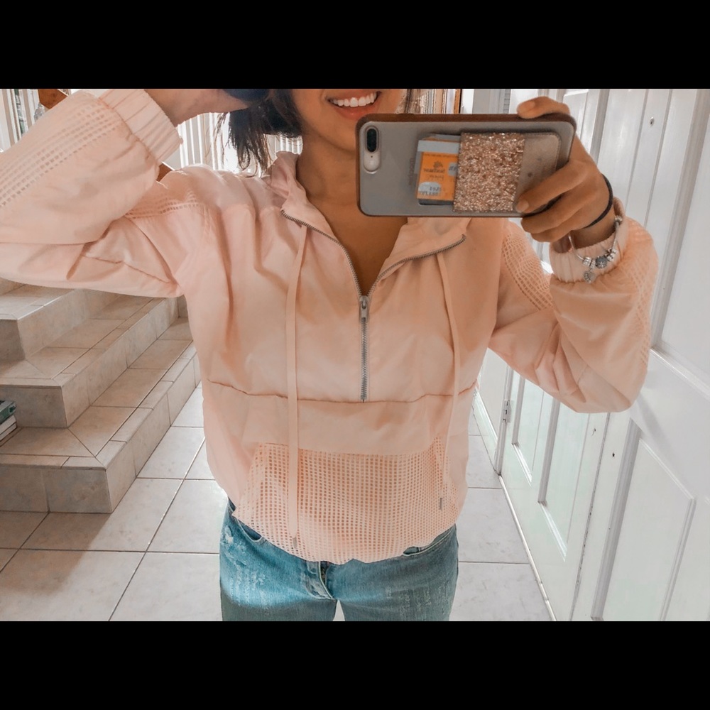 Pink Half Zip Windbreaker